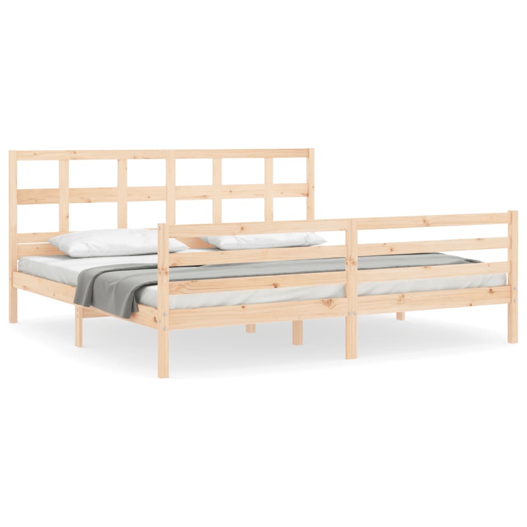 vidaXL Estructura de cama de matrimonio con cabecero madera maciza