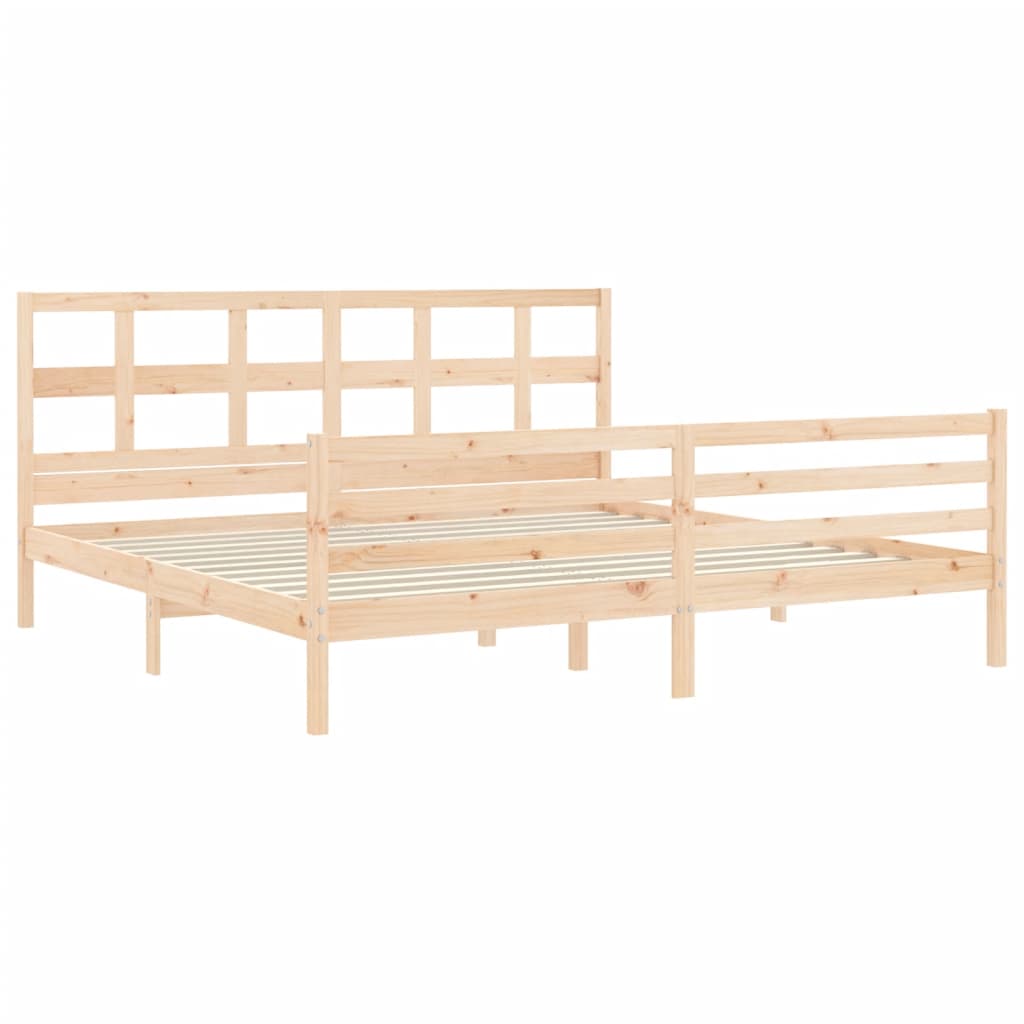 vidaXL Estructura de cama de matrimonio con cabecero madera maciza