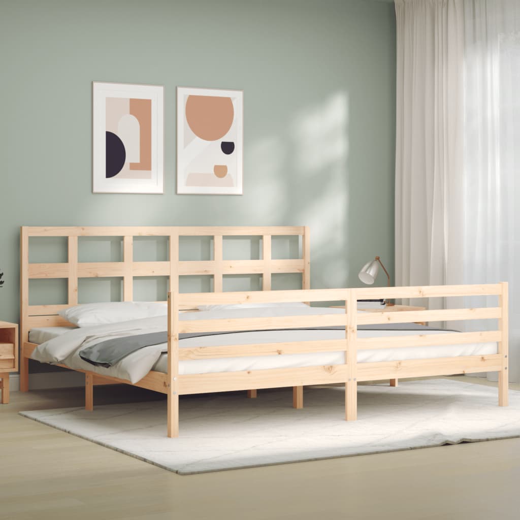 vidaXL Estructura de cama de matrimonio con cabecero madera maciza