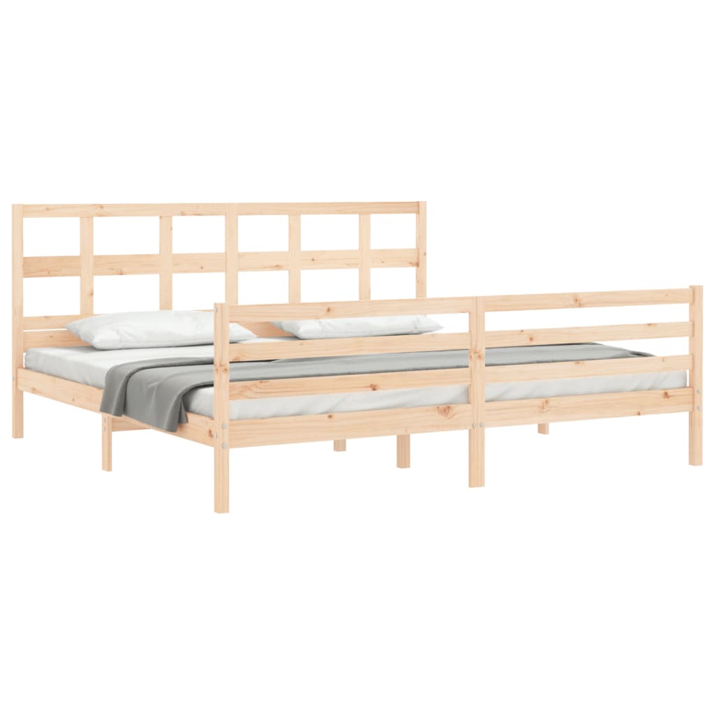 vidaXL Estructura de cama de matrimonio con cabecero madera maciza