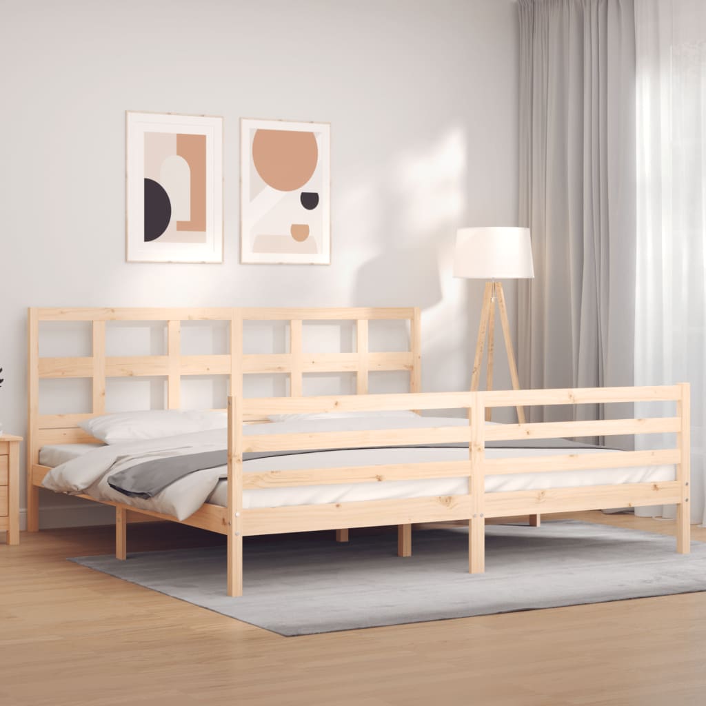 vidaXL Estructura de cama de matrimonio con cabecero madera maciza