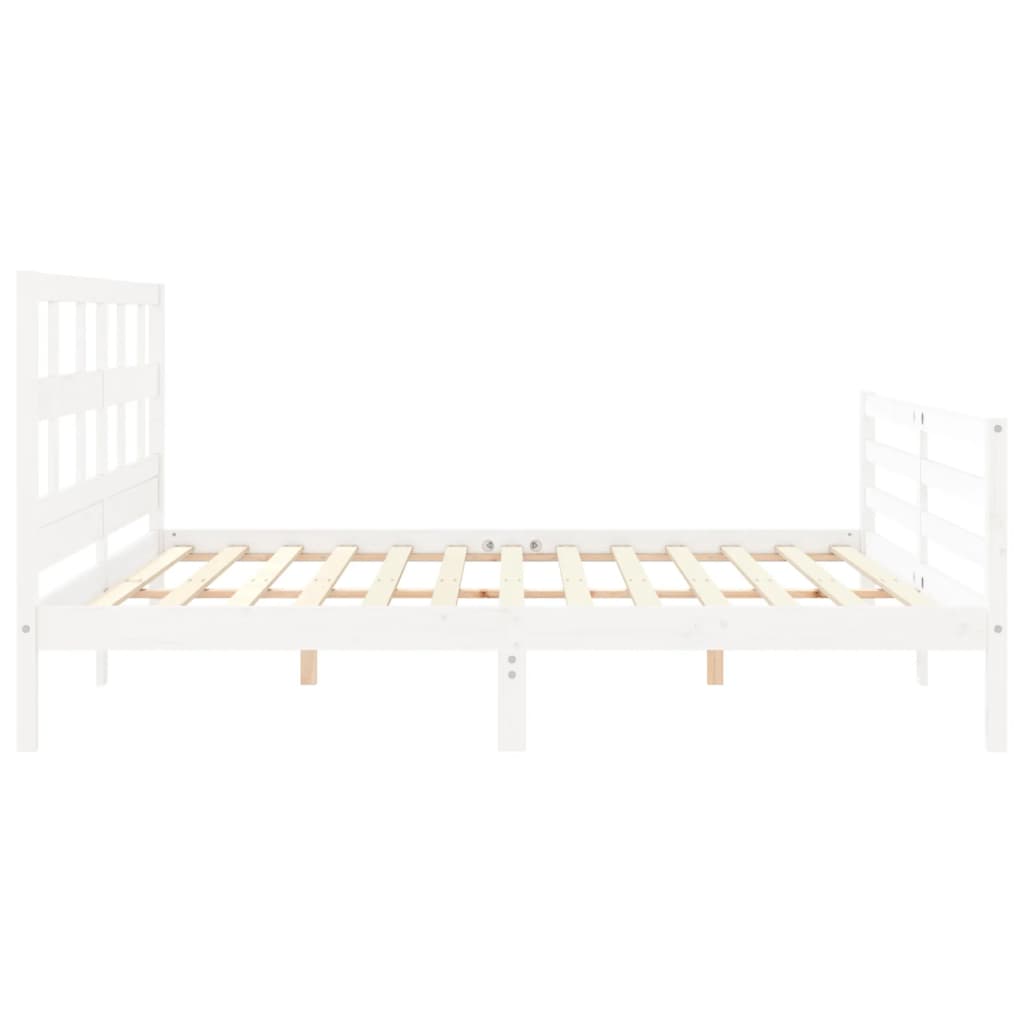 vidaXL Estructura cama de matrimonio con cabecero madera maciza blanco