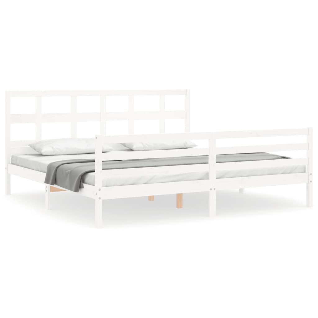 vidaXL Estructura de cama con cabecero madera maciza blanco 200x200 cm