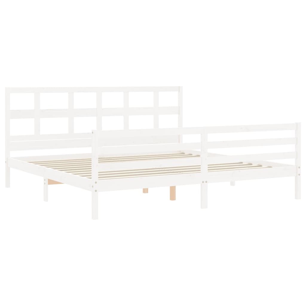 vidaXL Estructura de cama con cabecero madera maciza blanco 200x200 cm