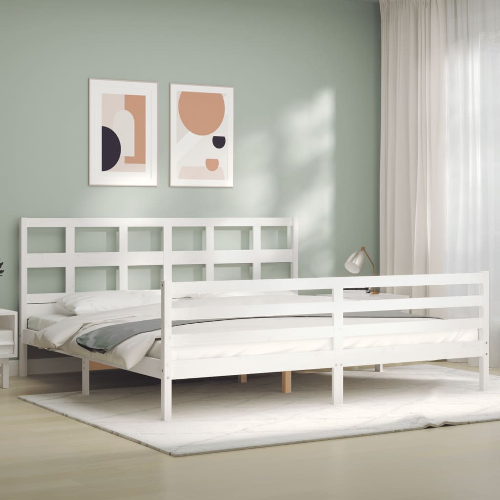 vidaXL Estructura de cama con cabecero madera maciza blanco 200x200 cm