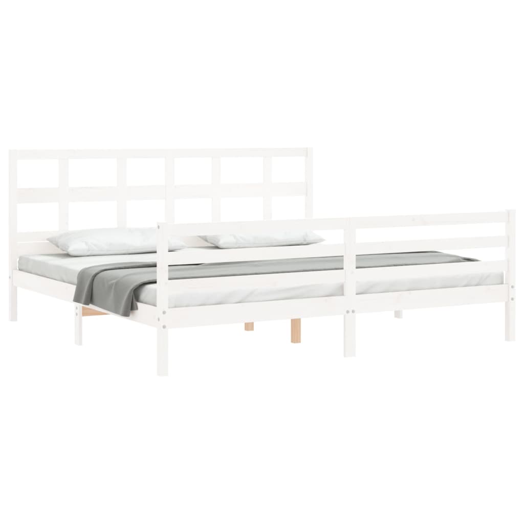 vidaXL Estructura de cama con cabecero madera maciza blanco 200x200 cm