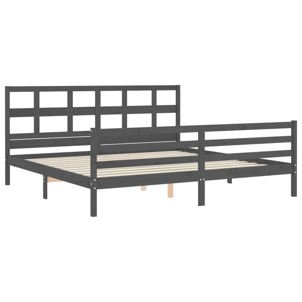 vidaXL Estructura de cama con cabecero madera maciza gris 200x200 cm