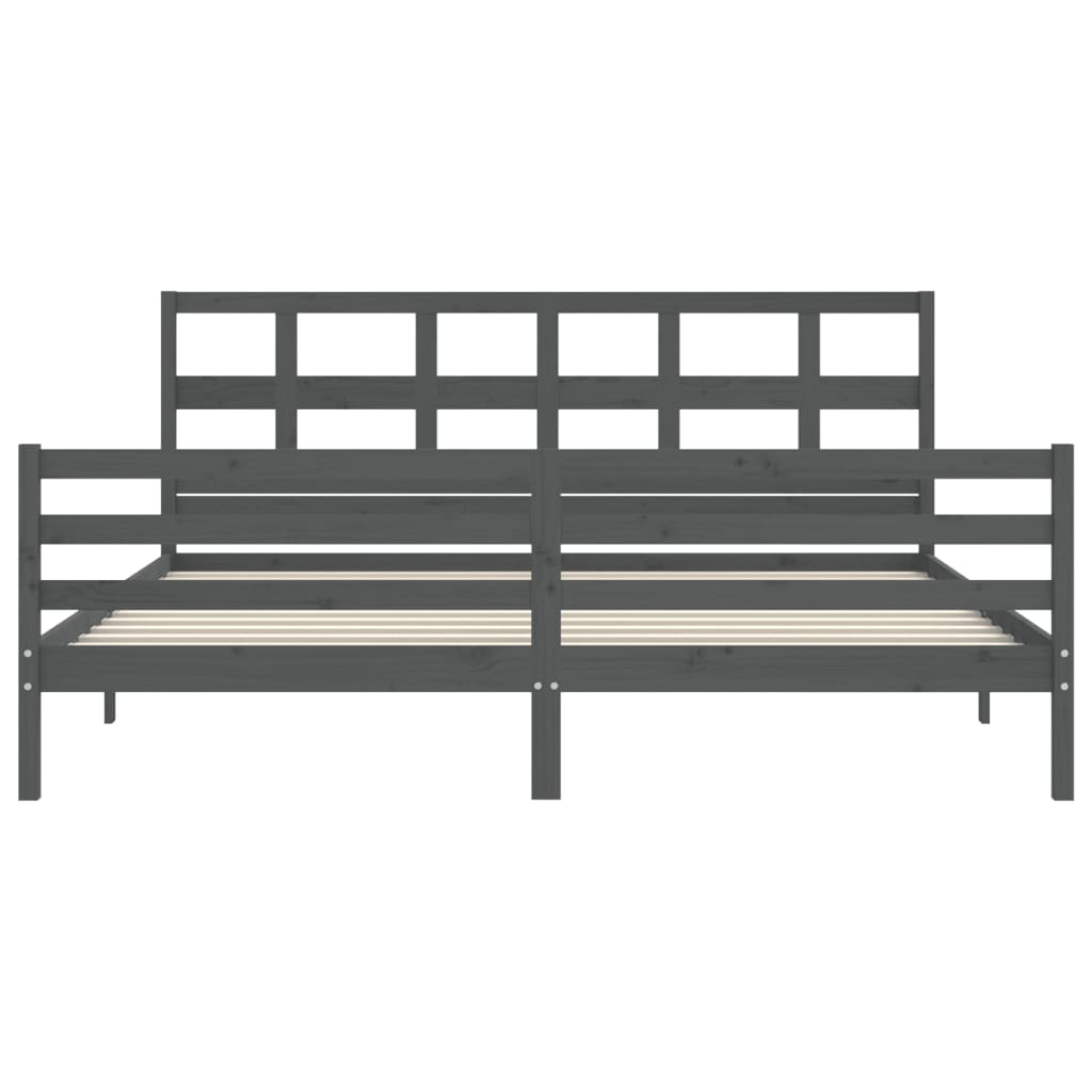 vidaXL Estructura de cama con cabecero madera maciza gris 200x200 cm