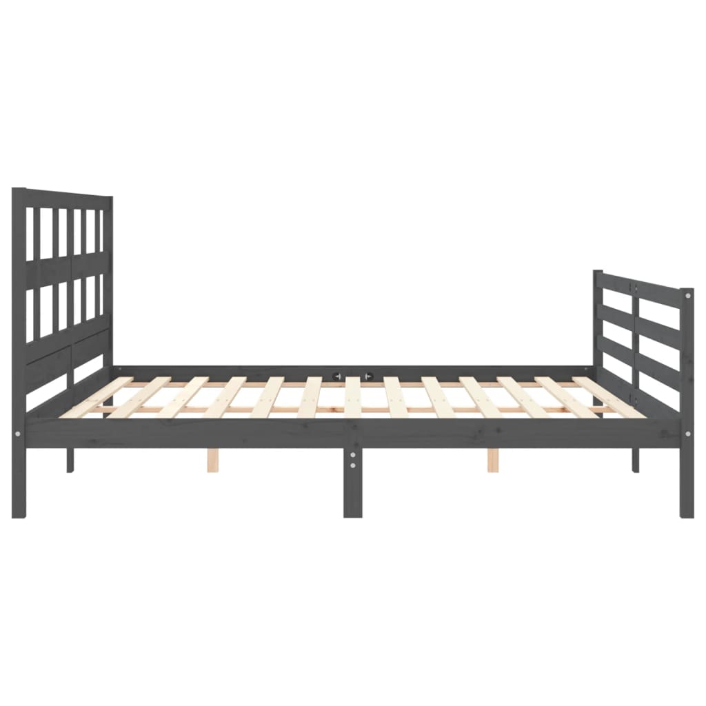 vidaXL Estructura de cama con cabecero madera maciza gris 200x200 cm