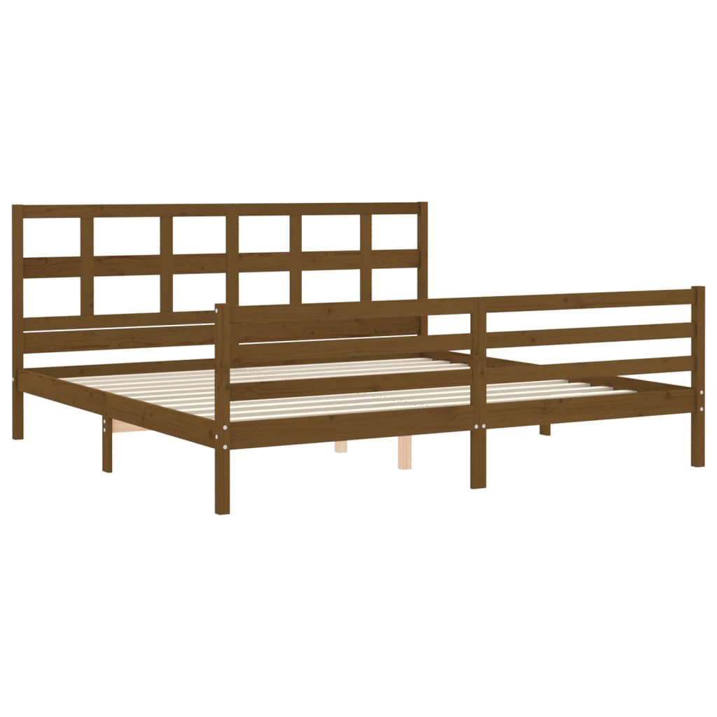 vidaXL Estructura cama y cabecero madera maciza marrón miel 200x200 cm