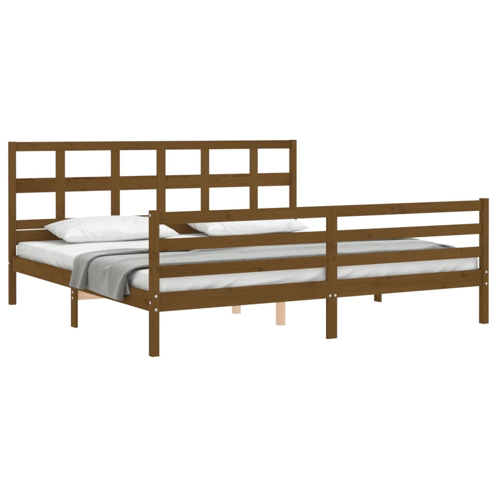 vidaXL Estructura cama y cabecero madera maciza marrón miel 200x200 cm