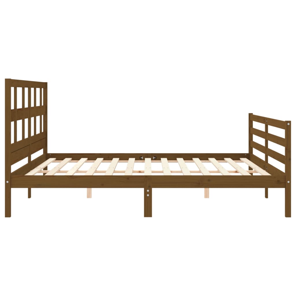 vidaXL Estructura cama y cabecero madera maciza marrón miel 200x200 cm