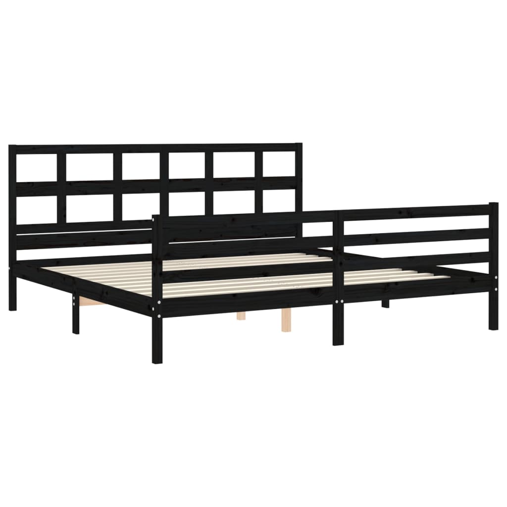 vidaXL Estructura de cama con cabecero madera maciza negro 200x200 cm