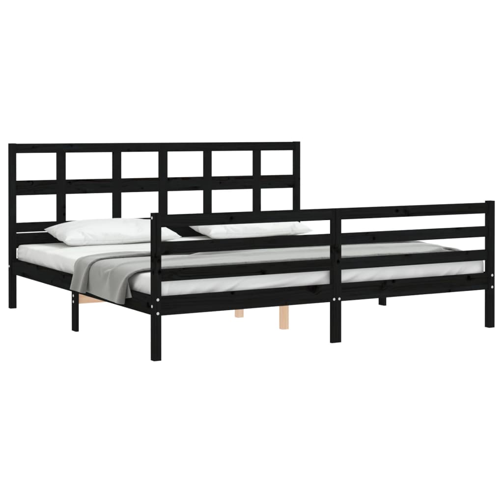 vidaXL Estructura de cama con cabecero madera maciza negro 200x200 cm