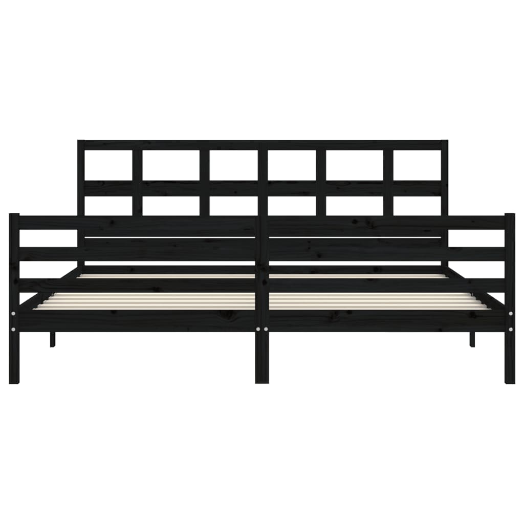 vidaXL Estructura de cama con cabecero madera maciza negro 200x200 cm