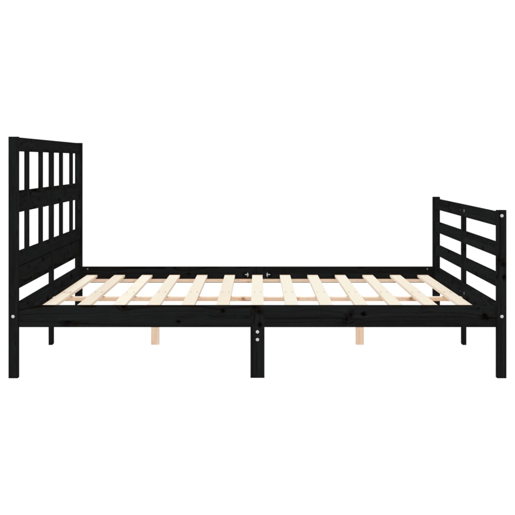 vidaXL Estructura de cama con cabecero madera maciza negro 200x200 cm