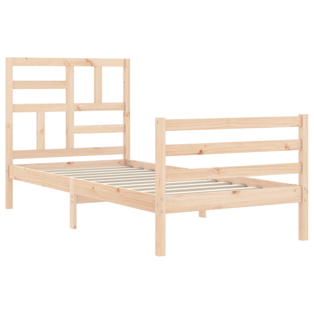 vidaXL Estructura de cama individual con cabecero madera maciza