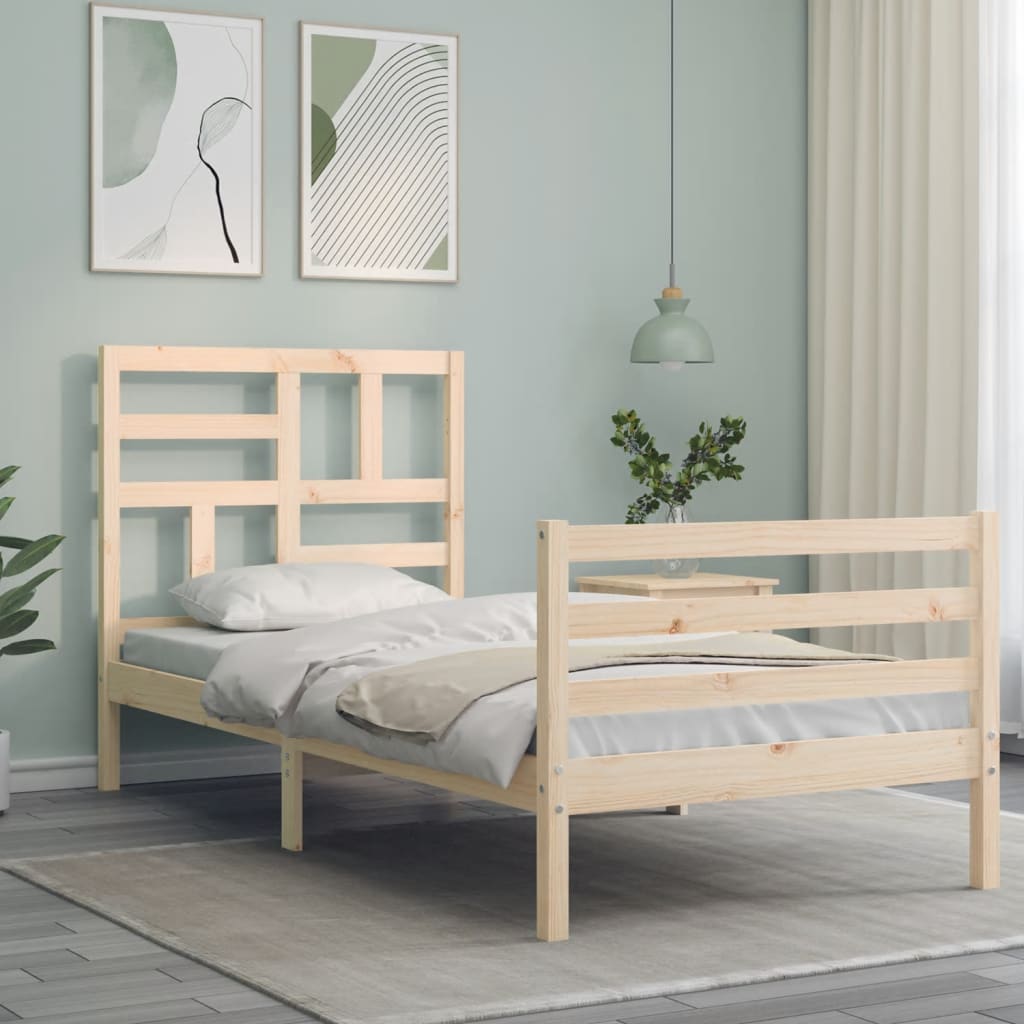 vidaXL Estructura de cama individual con cabecero madera maciza