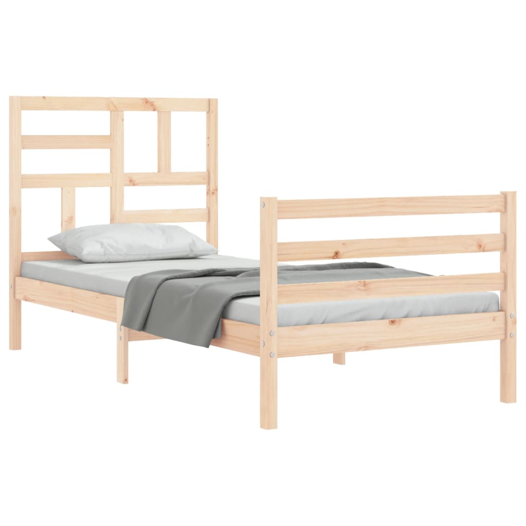 vidaXL Estructura de cama individual con cabecero madera maciza