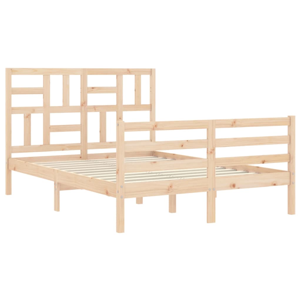 vidaXL Estructura de cama de matrimonio con cabecero madera maciza