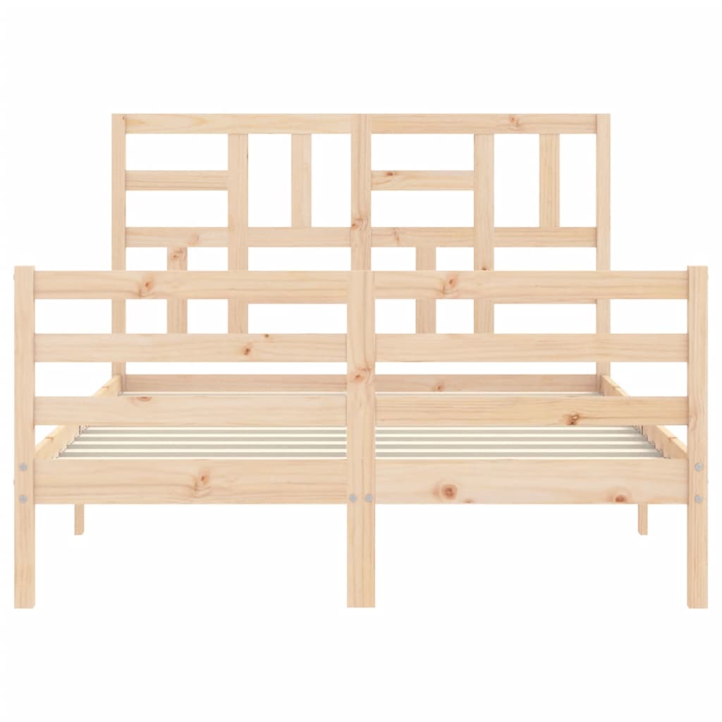 vidaXL Estructura de cama de matrimonio con cabecero madera maciza