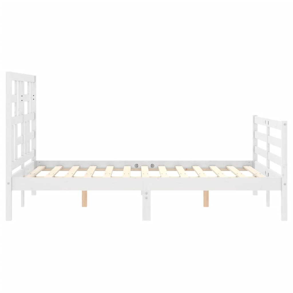 vidaXL Estructura cama de matrimonio con cabecero madera maciza blanco