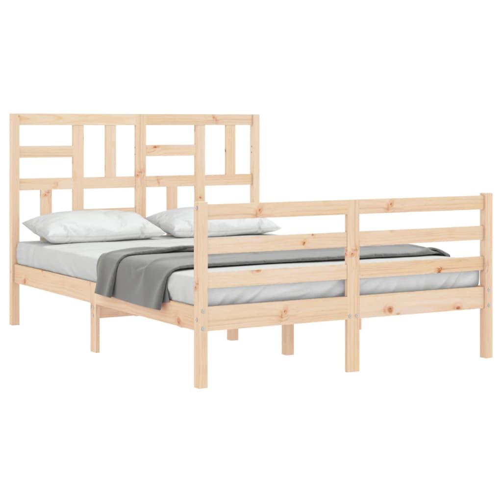 vidaXL Estructura de cama de matrimonio con cabecero madera maciza