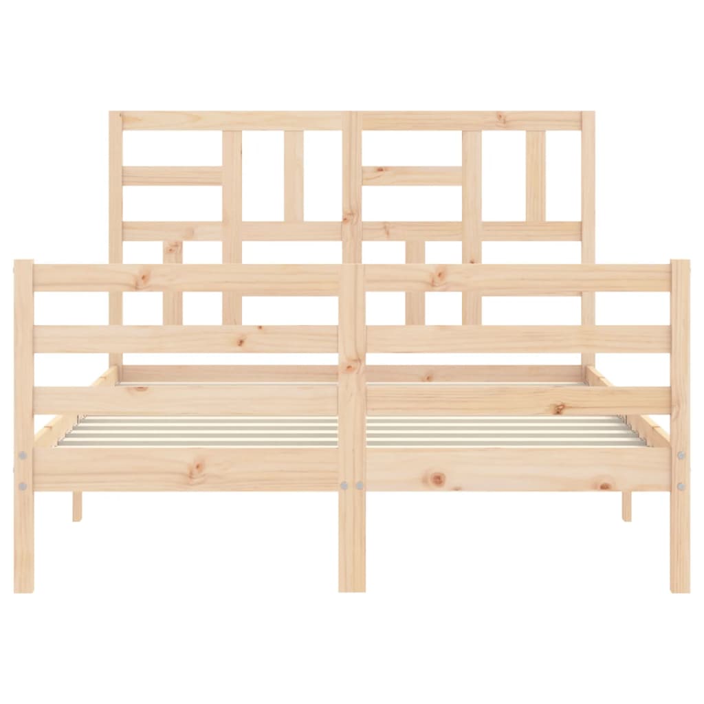 vidaXL Estructura de cama de matrimonio con cabecero madera maciza