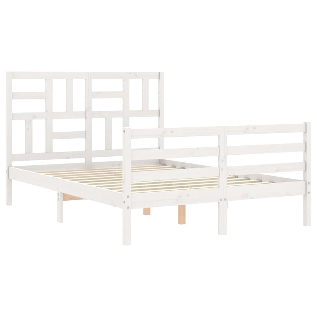 vidaXL Estructura cama de matrimonio con cabecero madera maciza blanco