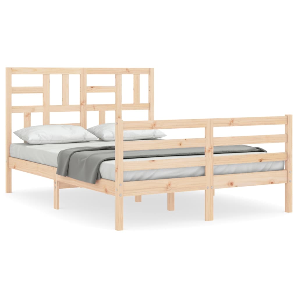 vidaXL Estructura de cama con cabecero madera maciza 140x190 cm