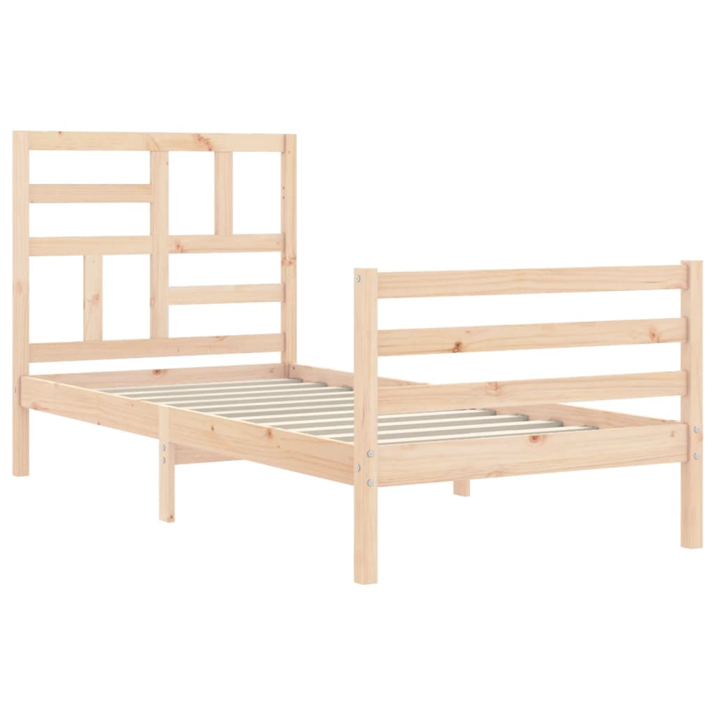 vidaXL Estructura de cama con cabecero madera maciza 90x200 cm