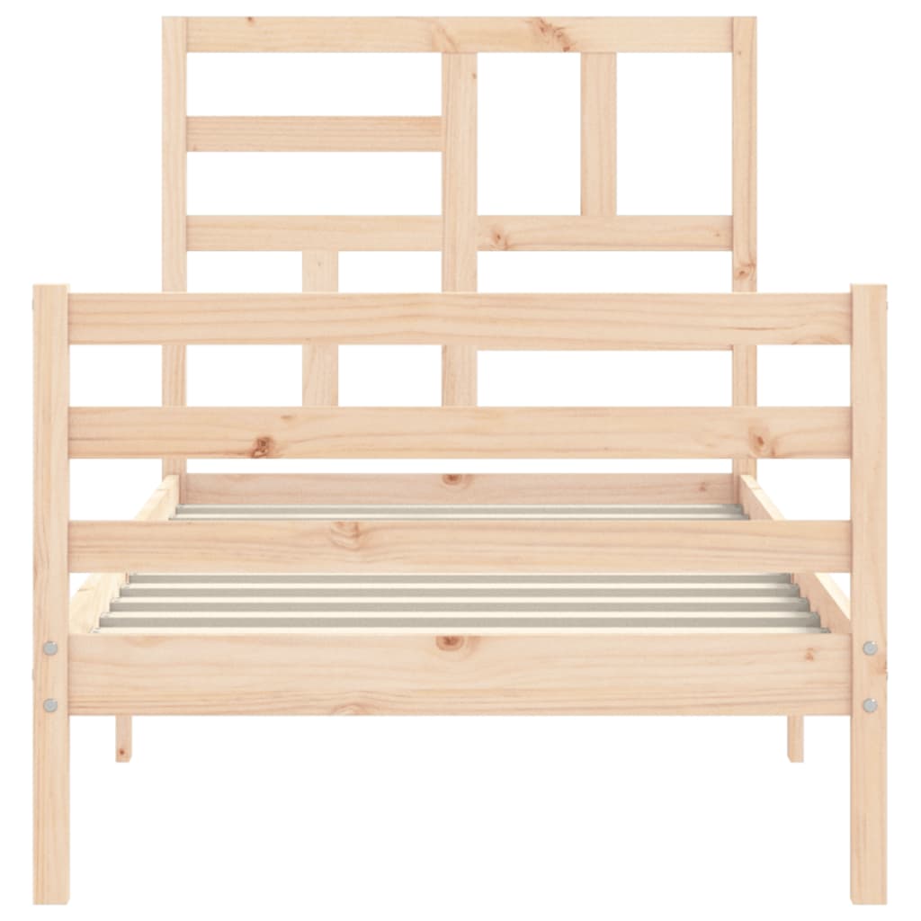 vidaXL Estructura de cama con cabecero madera maciza 90x200 cm