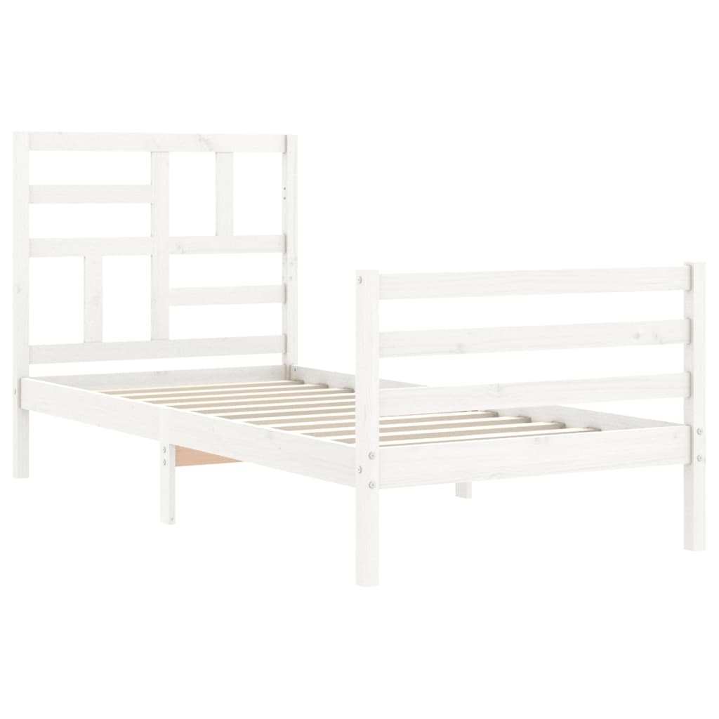 vidaXL Estructura de cama con cabecero madera maciza blanco 90x200 cm