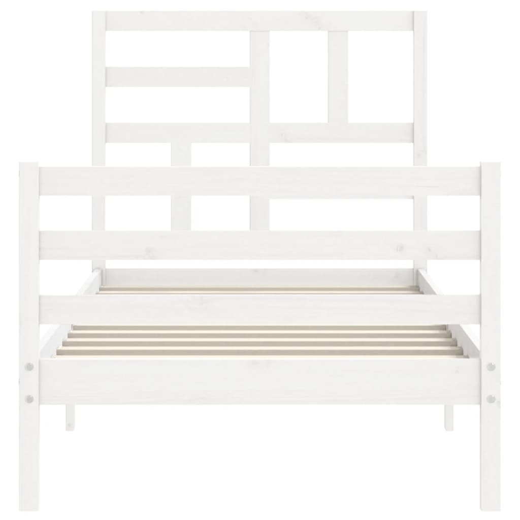 vidaXL Estructura de cama con cabecero madera maciza blanco 90x200 cm