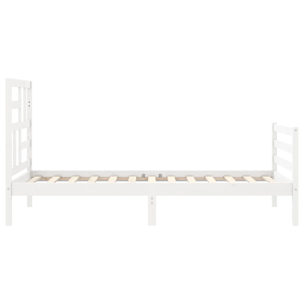 vidaXL Estructura de cama con cabecero madera maciza blanco 90x200 cm