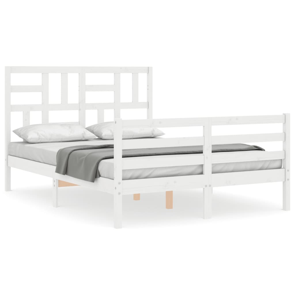 vidaXL Estructura de cama con cabecero madera maciza blanco 120x200 cm