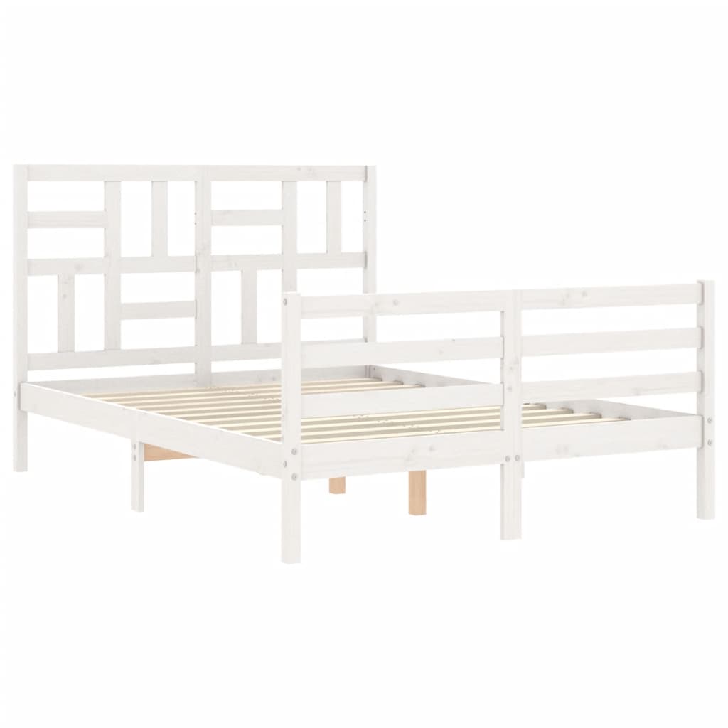 vidaXL Estructura de cama con cabecero madera maciza blanco 120x200 cm