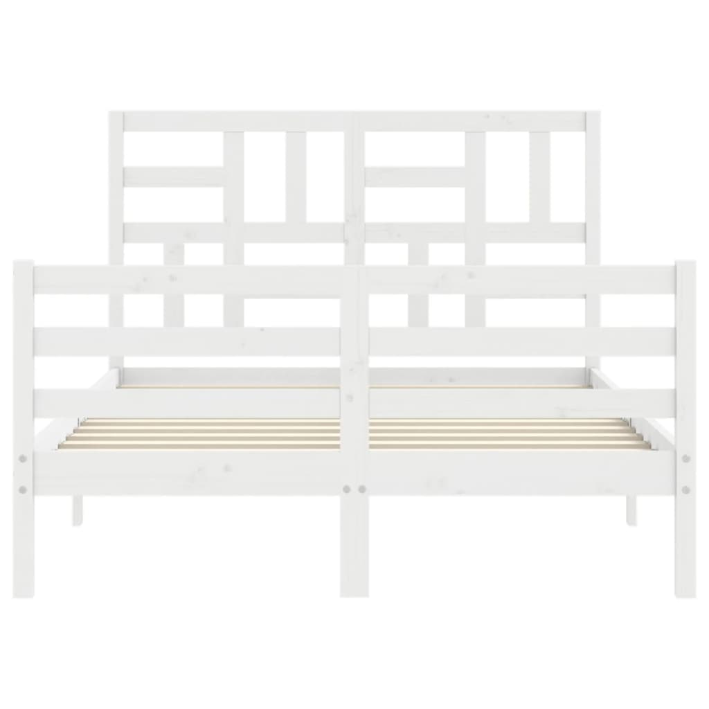 vidaXL Estructura de cama con cabecero madera maciza blanco 120x200 cm