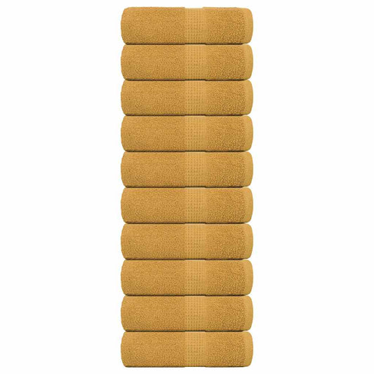 vidaXL Toallas 10 uds 100% algodón oro 30x30 cm 360 gsm