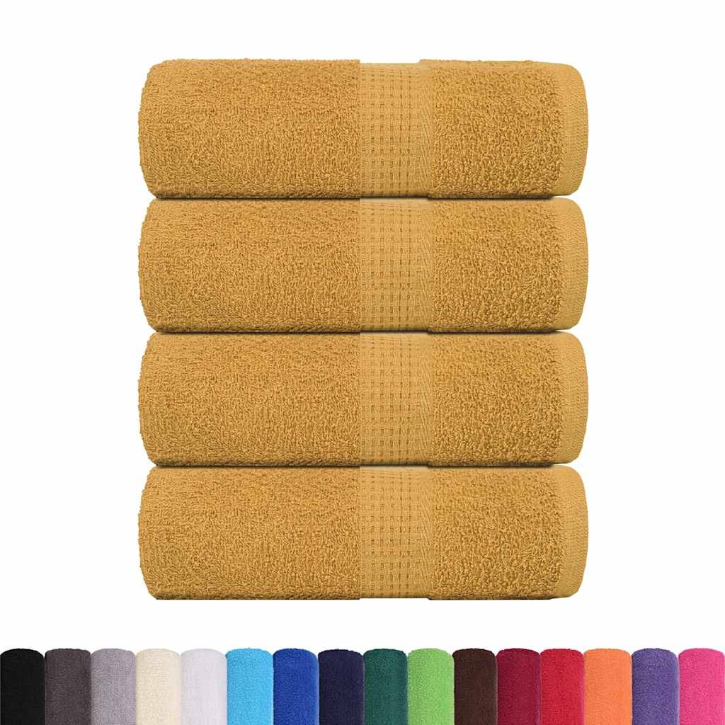 vidaXL Toallas invitados 4 uds 100% algodón oro 30x50 cm 360 gsm