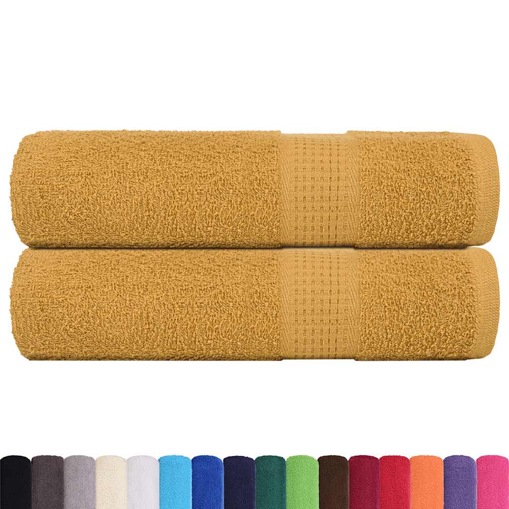 vidaXL Toallas de mano 2 uds 100% algodón oro 50x100 cm 360 gsm