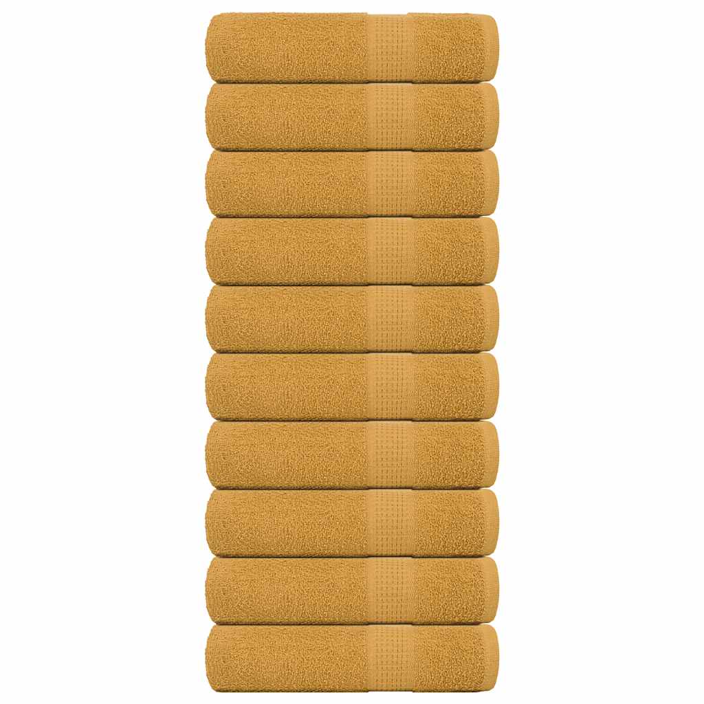 vidaXL Toallas de mano 10 uds oro 50x100 cm 360 gsm 100% algodón