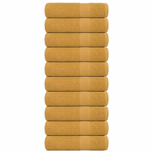 vidaXL Toallas de mano 10 uds oro 50x100 cm 360 gsm 100% algodón