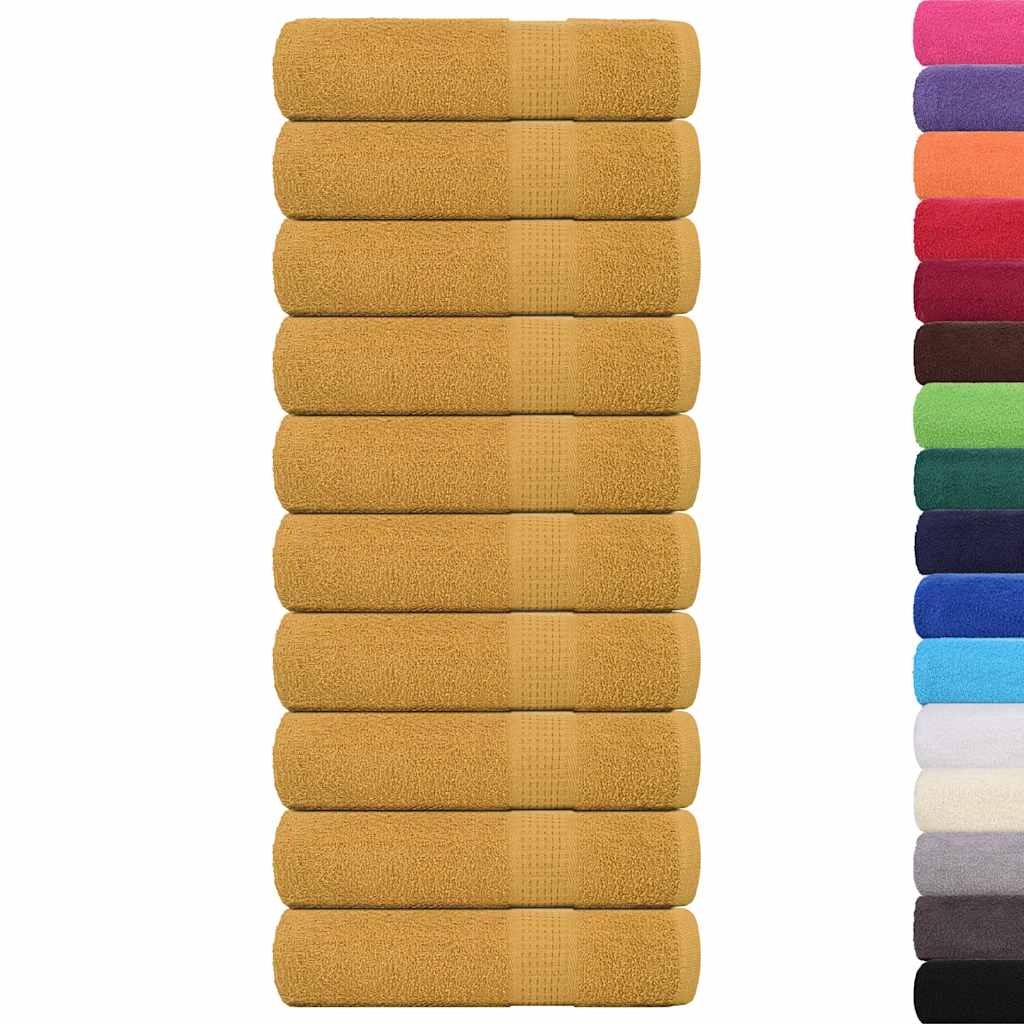 vidaXL Toallas de mano 10 uds oro 50x100 cm 360 gsm 100% algodón