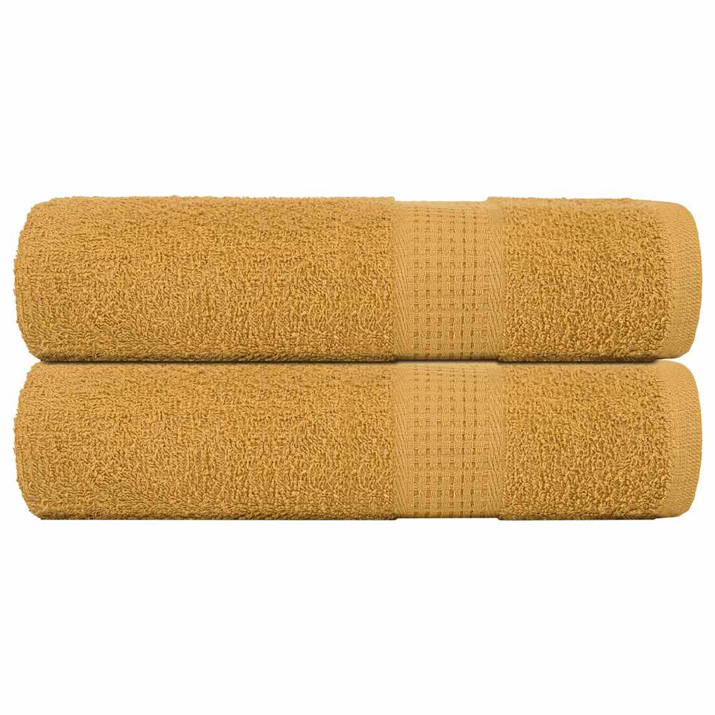 vidaXL Toallas de ducha 2 uds 100% algodón oro 70x140 cm 360 gsm