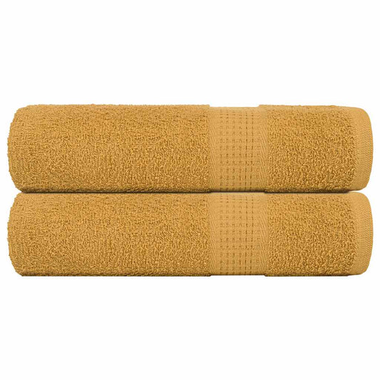 vidaXL Toallas de ducha 2 uds 100% algodón oro 70x140 cm 360 gsm