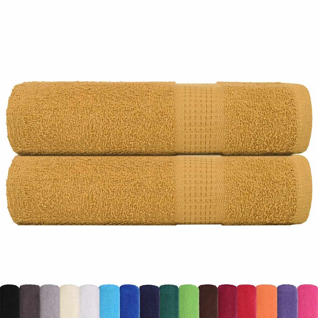 vidaXL Toallas de ducha 2 uds 100% algodón oro 70x140 cm 360 gsm