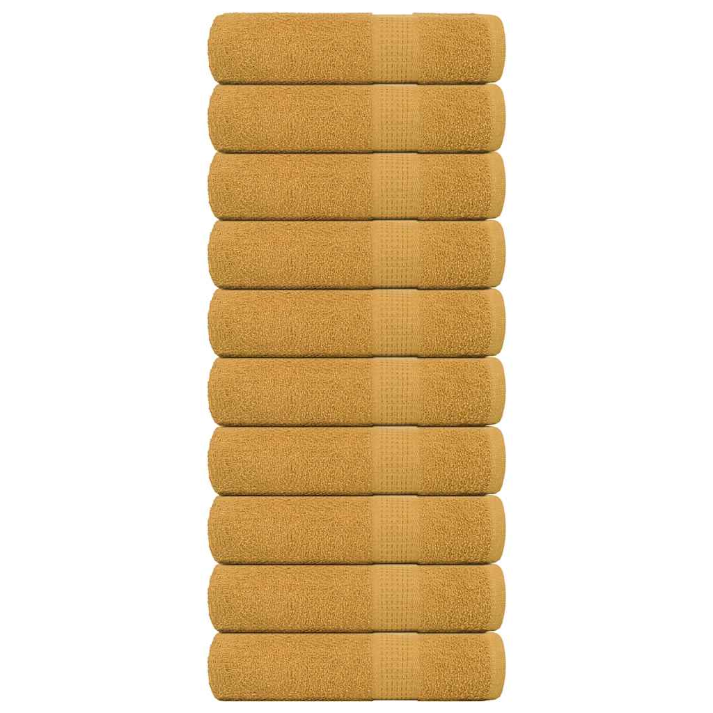 vidaXL Toallas de ducha 10 uds 100% algodón oro 70x140 cm 360 gsm