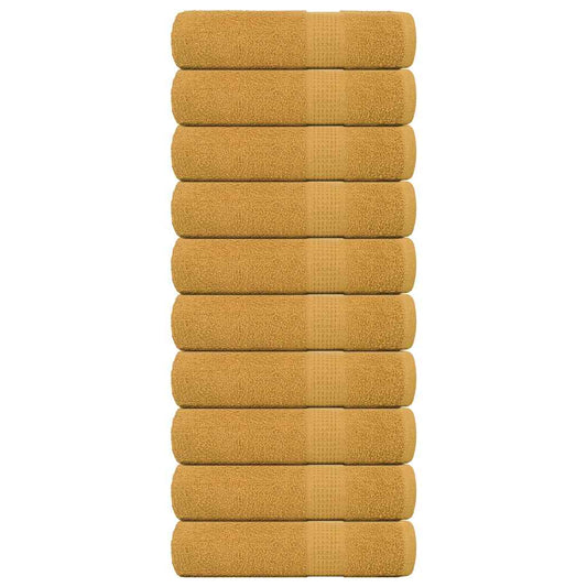 vidaXL Toallas de ducha 10 uds 100% algodón oro 70x140 cm 360 gsm