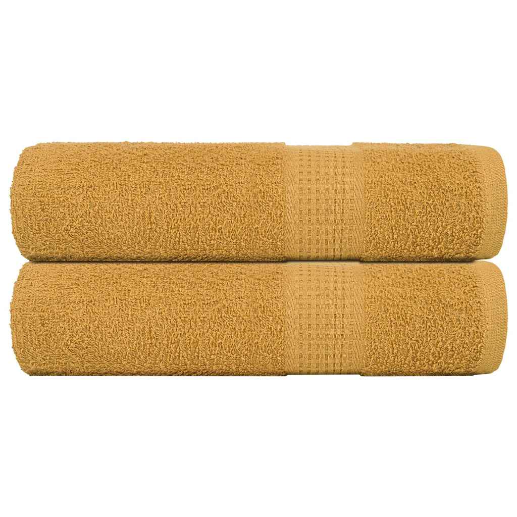 vidaXL Toallas de baño 2 uds oro 100x150 cm 360 gsm 100% algodón